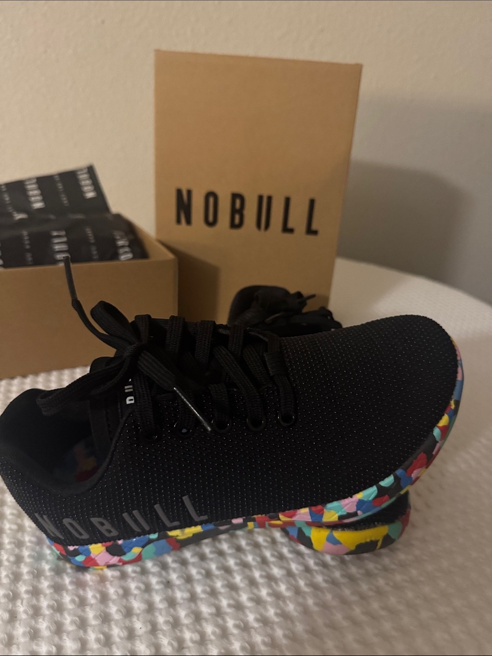 NOBULL Black Trainer Low with Multicolor Confetti Sole - Picture 5 of 7